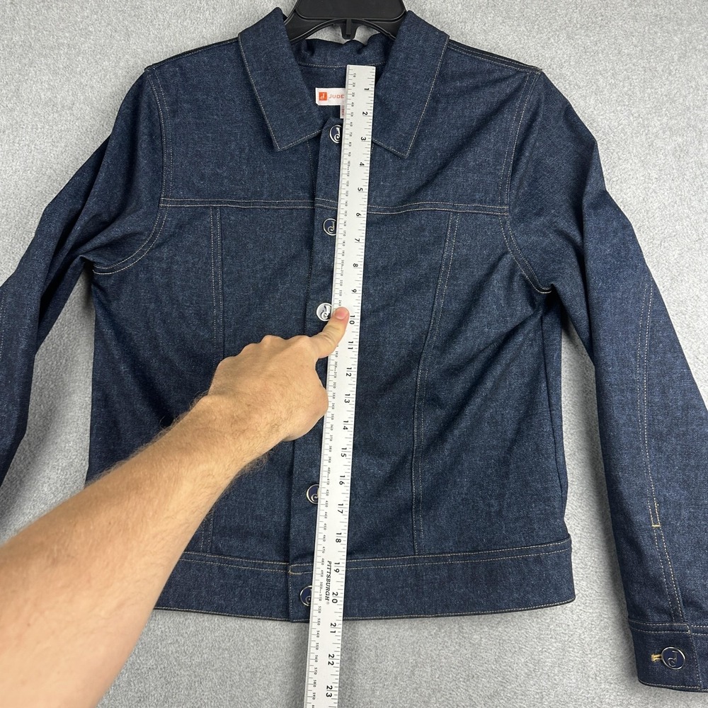 Jude Connally Jacket Womens Small Blue Denim Button Front Stretch Collared USA - Picture 4 of 7